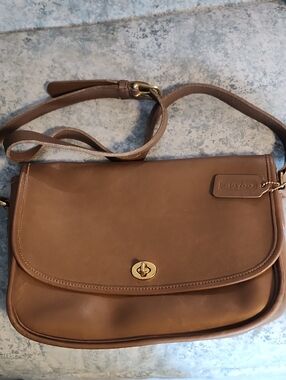 Coach Tan Leather Turnlock Crossbody